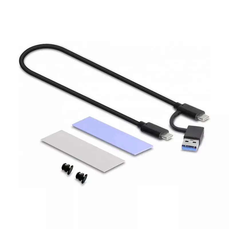 SSD enclosure DeLOCK External USB Type-C Combo Enclosure for M.2 NVMe PCIe or SATA SSD tool free