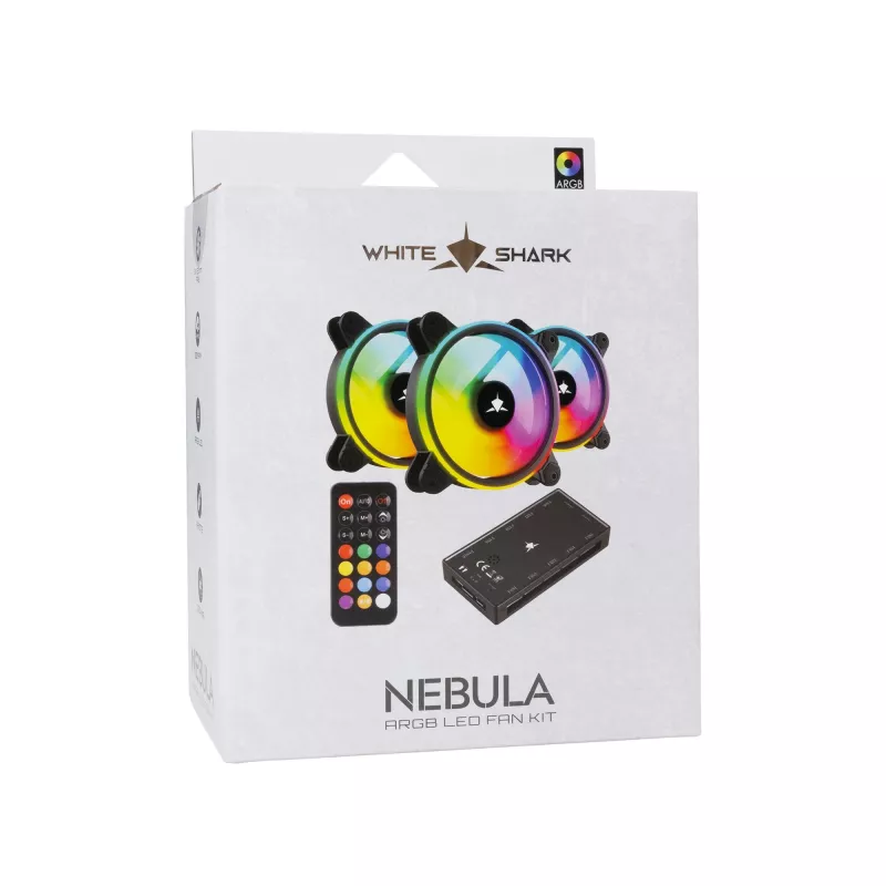 Case fan kit White Shark Nebula-2 Black — ARGB 120mm fans (kit)