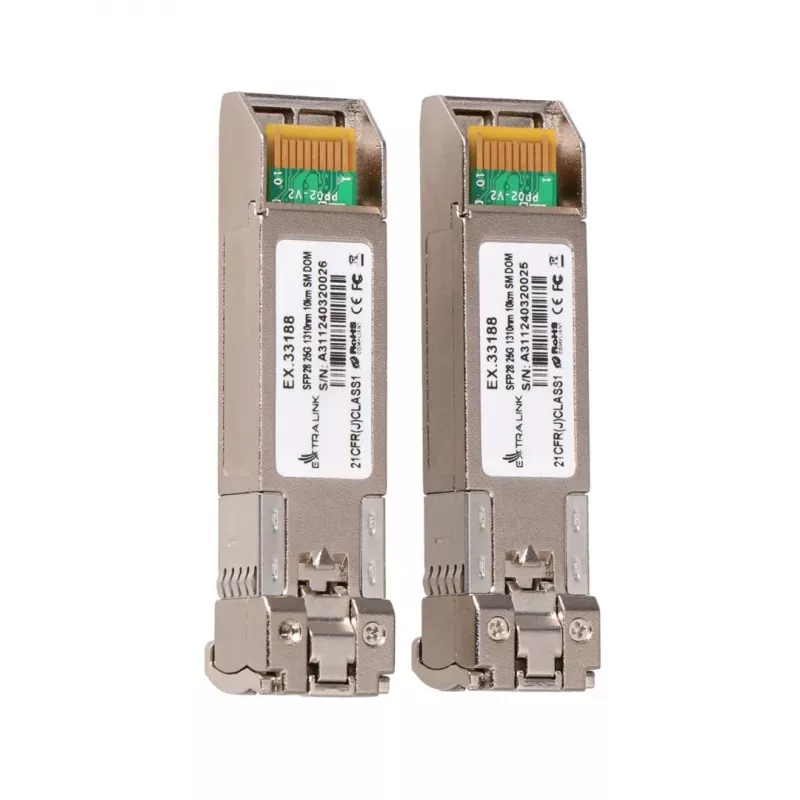 Extralink SFP28 25G 2-Pack | SFP28 Module | 25Gbps, LC/UPC Duplex, 1310nm, 10km, single mode, DOM network transceiver module