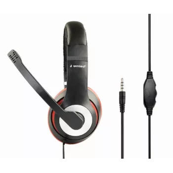 Wired gaming headset GEMBIRD MHS-03-BKRD — binaural, circumaural, 3.5 mm, 1.8 m cable, red/black