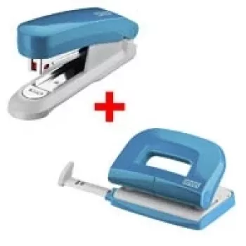 Punch and Stapler Set NOVUS E210 E15 petrol — manual punch and desktop stapler combo