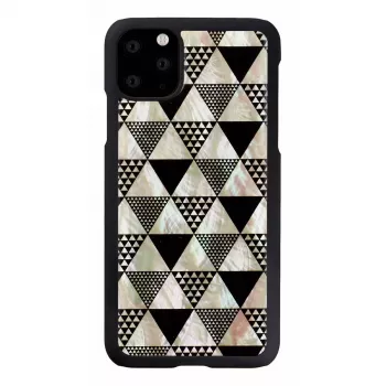 Smartphone case iKins for iPhone 11 Pro Max, black pyramid design, protective hard shell