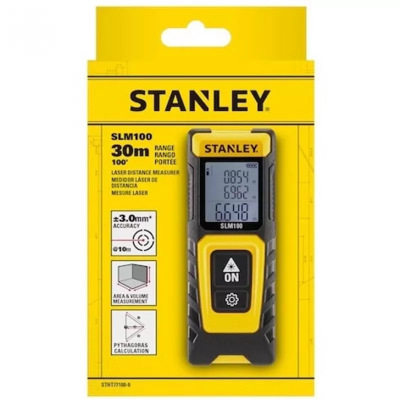 Distance meter STANLEY SLM100 — laser range 30 m, compact handheld measuring tool