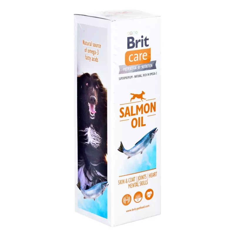 Liquid salmon oil supplement Brit Care 500 ml for cats and dogs — skin & coat support