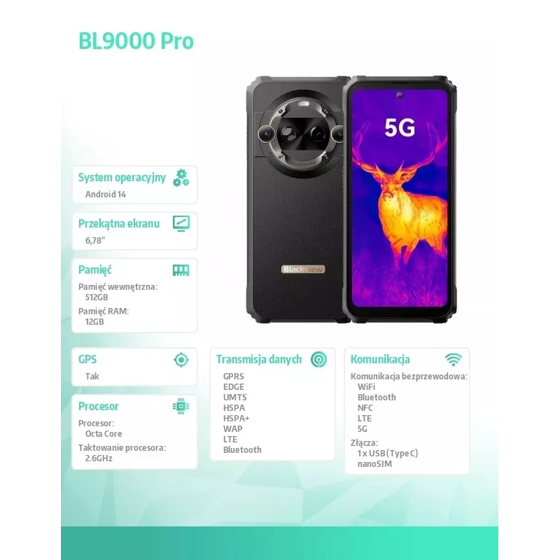 Blackview BL9000 Pro 5G 12/512GB thermal camera Black