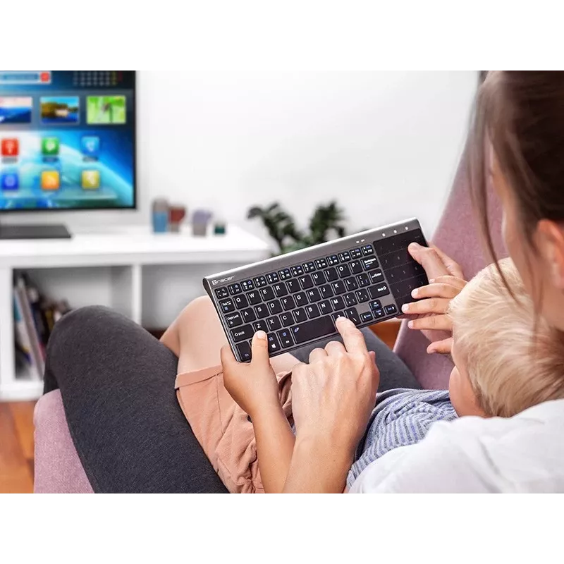 Wireless RF Full-size Keyboard TRACER TRAKLA46934, QWERTY English, 2.4 GHz Nano Receiver, Membrane, Black/Grey