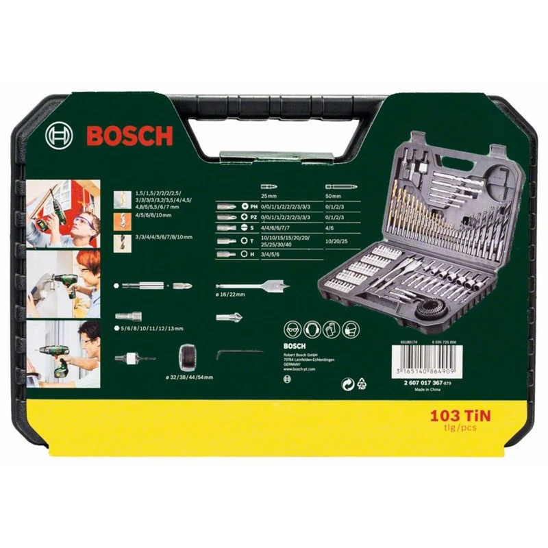 Accessory set Bosch V-Line 103 pcs — Bosch 103-piece drill and screwdriver accessory kit