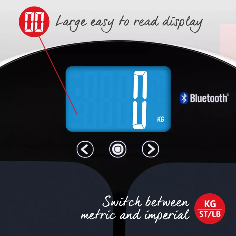 Bathroom Scale Salter 9192 BK3R Curve Bluetooth Smart Analyser