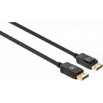 Manhattan DisplayPort 1.4 Cable, 8K@60hz, 2m, Braided Cable, Male to Male, With Latches, Fully Shielded, Black, Lifetime Warranty, Equivalent to DP14MM2M
