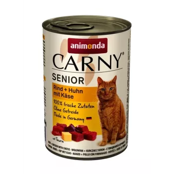 Wet cat food animonda Carny Beef + Chicken with Cheese 400 g — senior, 80% moisture, 10% protein