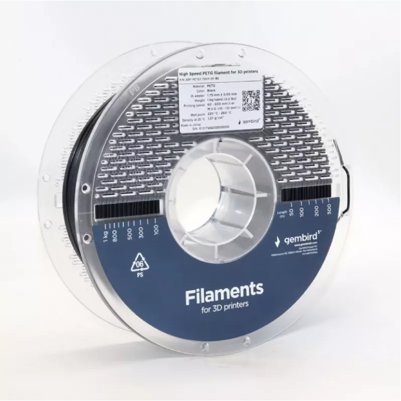 3D printing filament Gembird PETG 1.75 mm Black 1 kg