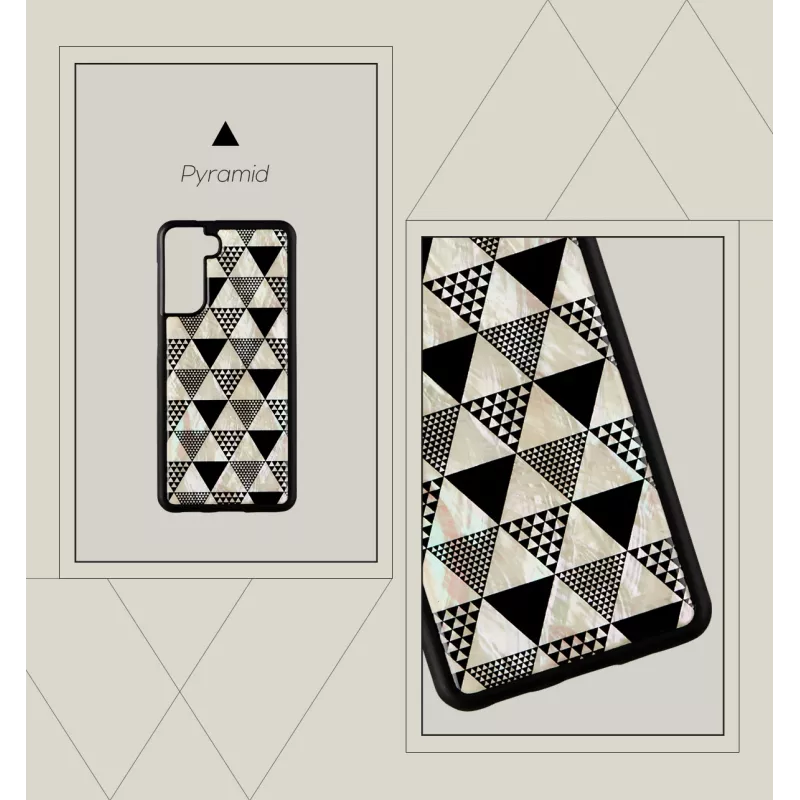 Protective phone case iKins for Samsung Galaxy S21+ — pyramid pattern, black
