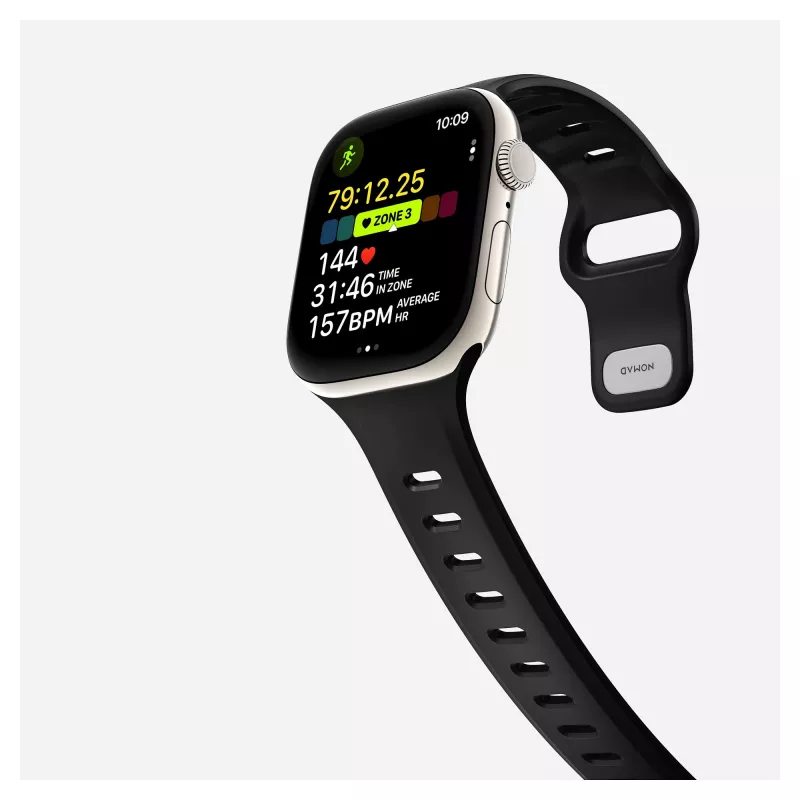 Watch band Nomad Tempo Band Black Rubber — 20 mm width, fits wrists 155–193 mm
