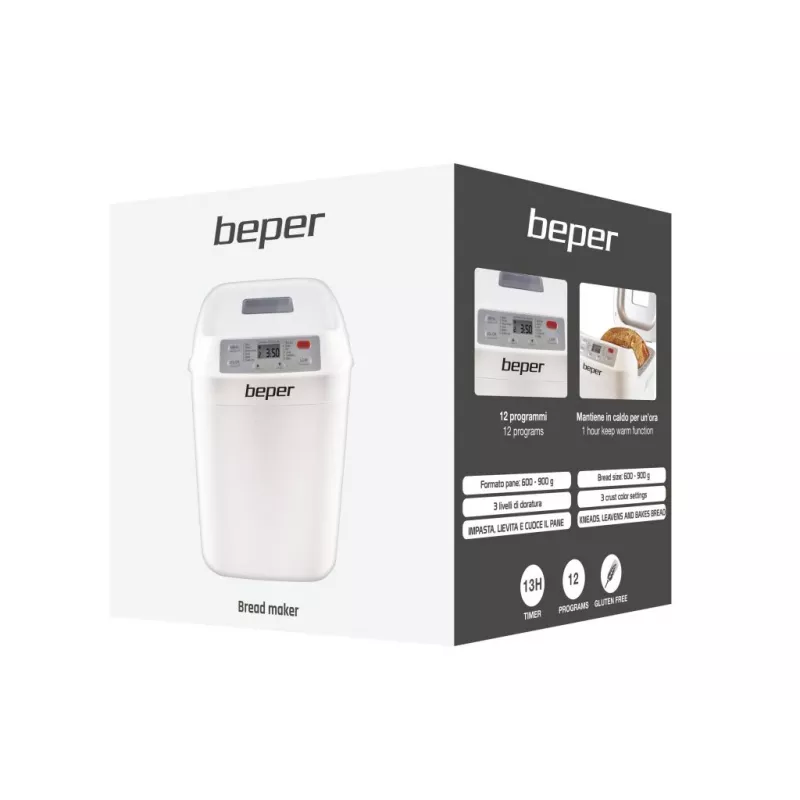 Bread maker Beper BC.130 - 550 W, 12 programs, 600-900 g loaves