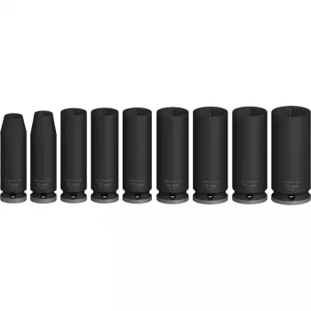 PRO Impact Steckschlüsseleinsatz-Set 3/8, 9-teilig schwarz, tief