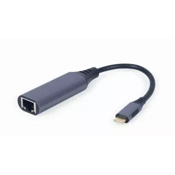 Network adapter Gembird A-USB3C-LAN-01 Type-C USB 3.2 Gen 1, Gigabit RJ-45, 0.15 m cable, metal housing, grey/black