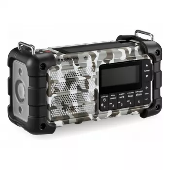 Portable emergency radio Sangean MMR-99 DAB+ with hand crank and solar charging, Artic Camo
