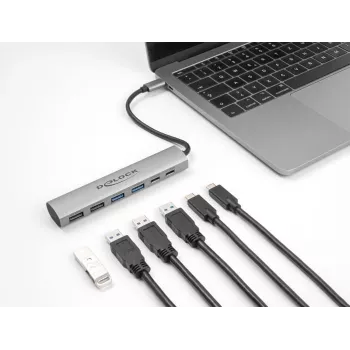DeLOCK 64232 Laptop Dock Wired USB 3.2 Gen 1 Type-A Type-C Grey