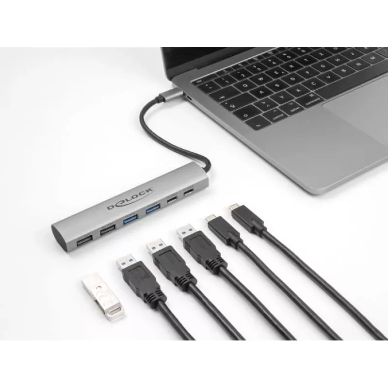DeLOCK 64232 Laptop Dock Wired USB 3.2 Gen 1 Type-A Type-C Grey