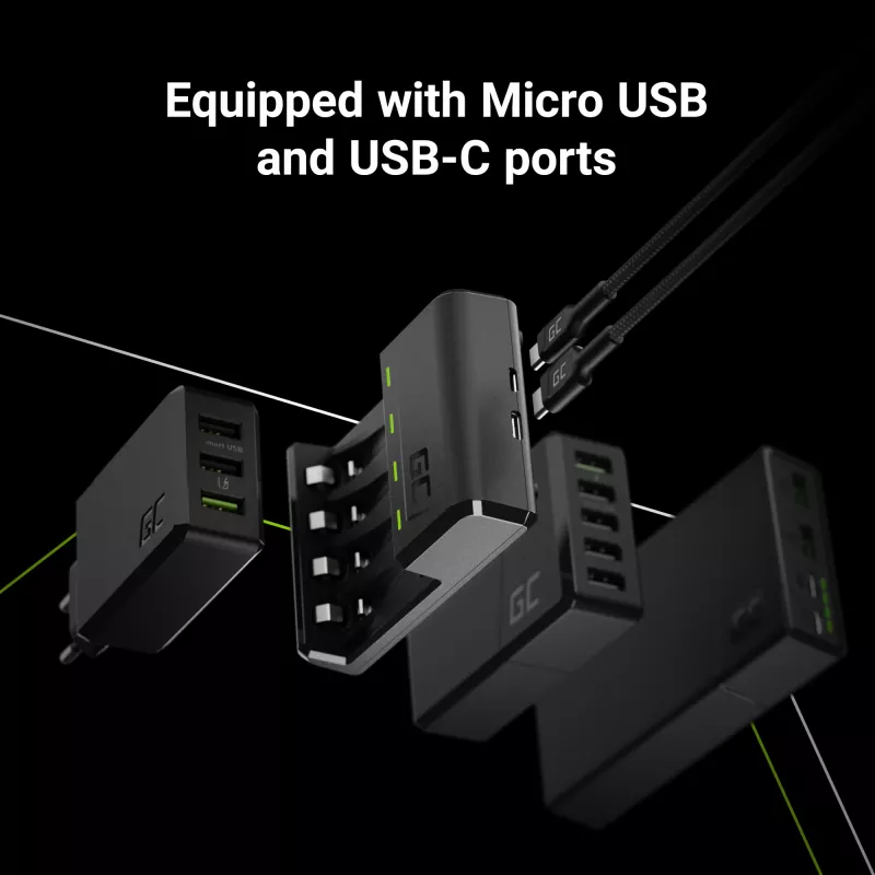 Battery charger Green Cell GC VitalCharger USB, 4-slot, AA/AAA, USB-powered, black