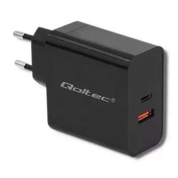 Power adapter QOLTEC 51716 — AC 220–240V to 20V 3A (63W), black, indoor universal charger