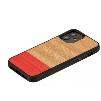 Protective mobile phone case Man and Wood for iPhone 12 mini — herringbone azalea black pattern