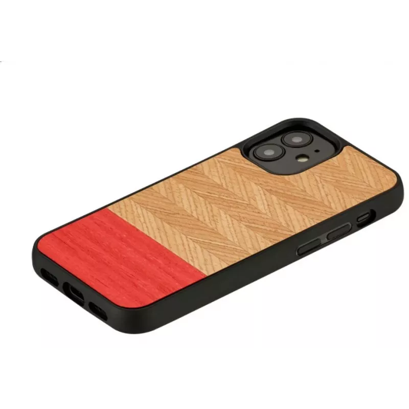 Protective mobile phone case Man and Wood for iPhone 12 mini — herringbone azalea black pattern
