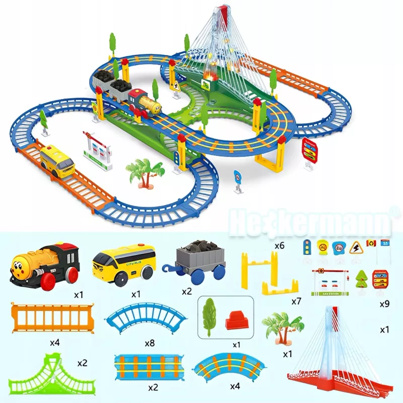 Electric Train Track King Extralink Kids, with Locomotive and Battery-Powered Car