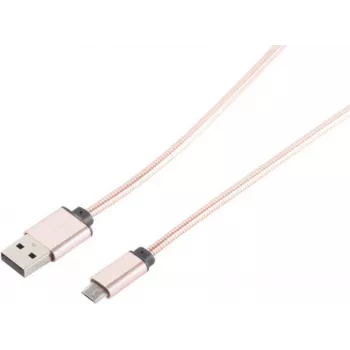 USB Cable S/CONN 14-11002 1m USB A Micro-USB B Rose Gold