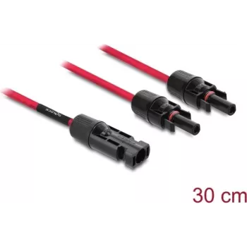 DELOCK solar splitter cable 1 x plug to 2 x sockets 30 cm red (model 90707)