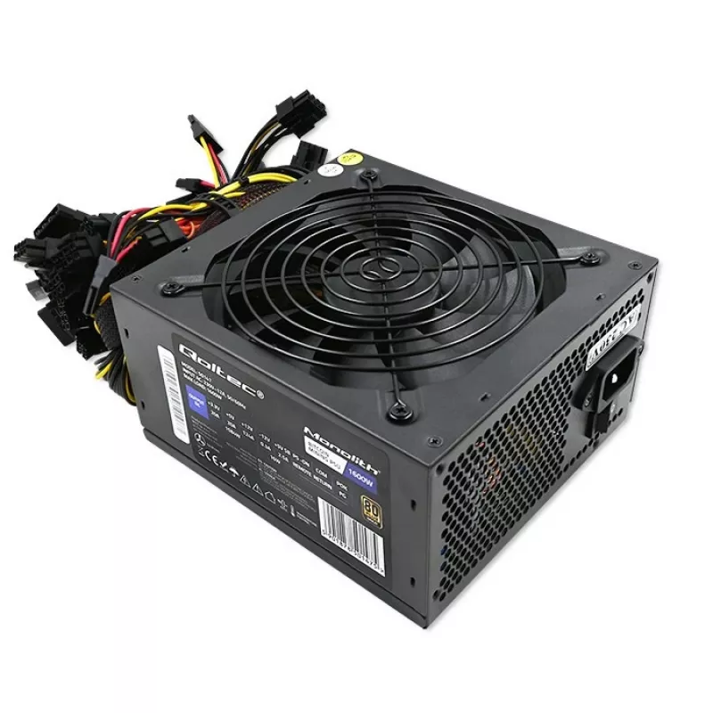 Power supply QOLTEC Gaming Miner 1600W Gold, 1600 W, ATX, Gold efficiency