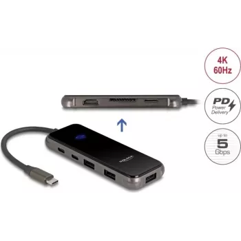 Docking station DELOCK USB Type-C 4K HDMI hub SD/microSD slot PD 3.0 85W (92001)