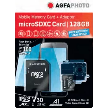 MicroSDXC memory card AgfaPhoto 128GB UHS-I Class 10 U1 V10