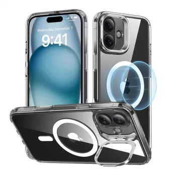 Phone case ESR Classic Hybrid for iPhone 16 Plus — transparent with integrated stand