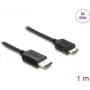 HDMI cable DELOCK 81687 — 1 m, HDMI Type A (Male) to HDMI Type C (Mini, Male), 48 Gbit/s, up to 7680×4320, gold-plated contacts, black