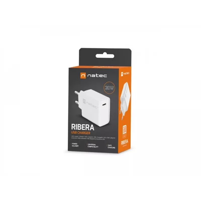 Indoor USB-C Fast Charger NATEC RIBERA 12V 20W Quick Charge 3.0 White