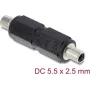 DC barrel jack adapter DELOCK 5.5 x 2.5 mm female-to-female with thread, straight, black