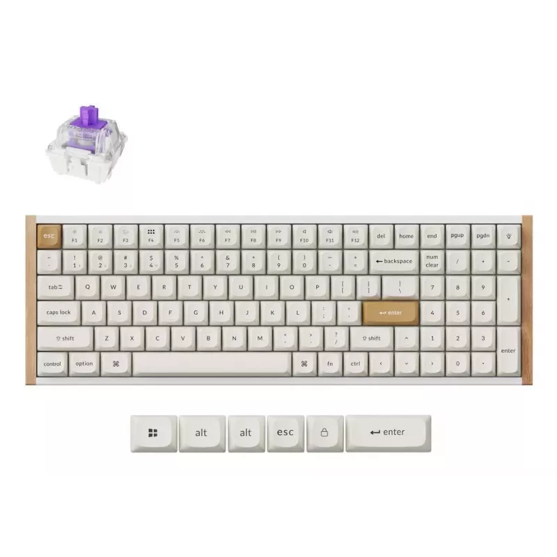 Mechanical keyboard Keychron K4 HE 96% QWERTY — USB, RF Wireless & Bluetooth, 100 keys, RGB, White/Wood