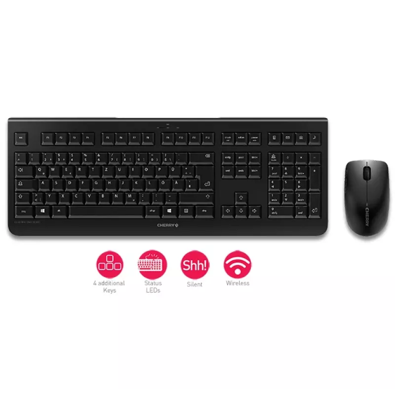 CHERRY DW 3000 keyboard Mouse included Universal RF Wireless QWERTZ German Grey