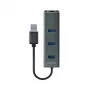 SAVIO USB-A hub with RJ-45 Gigabit Ethernet AK-57 — 3× USB-A + RJ-45, USB 3.2 Gen 1 Micro‑B host, 5 Gbit/s, 4 ports, grey