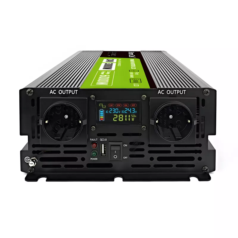 Car inverter Green Cell INVGC24P3000LCD 24V 3000W Pure Sine Wave, 230V 50Hz, LCD, Type F