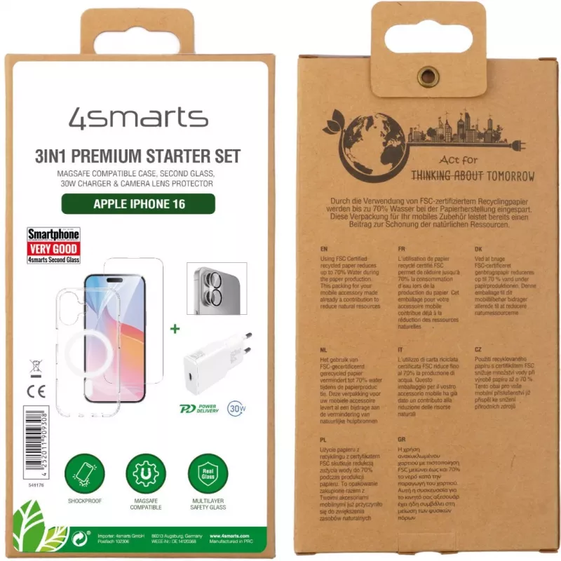 4smarts 3in1 Premium Starter Set mobile phone starter kit Transparent White