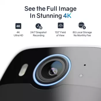Safemo SC1 SolarCam, 4K UHD Video, 8× Zoom,132° View, Night Vision, Wi-FI 2.4 Ghz, 1.5W solar, Whi