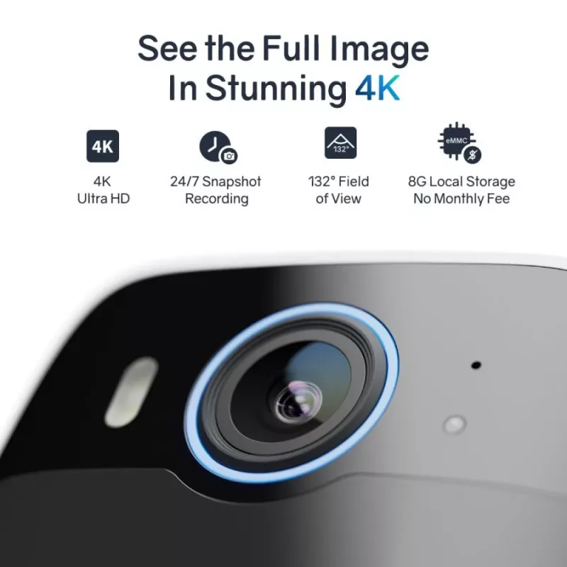 Safemo SC1 SolarCam, 4K UHD Video, 8× Zoom,132° View, Night Vision, Wi-FI 2.4 Ghz, 1.5W solar, Whi