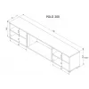 RTV cabinet POLO 200x33x50.5 white + fireplace black