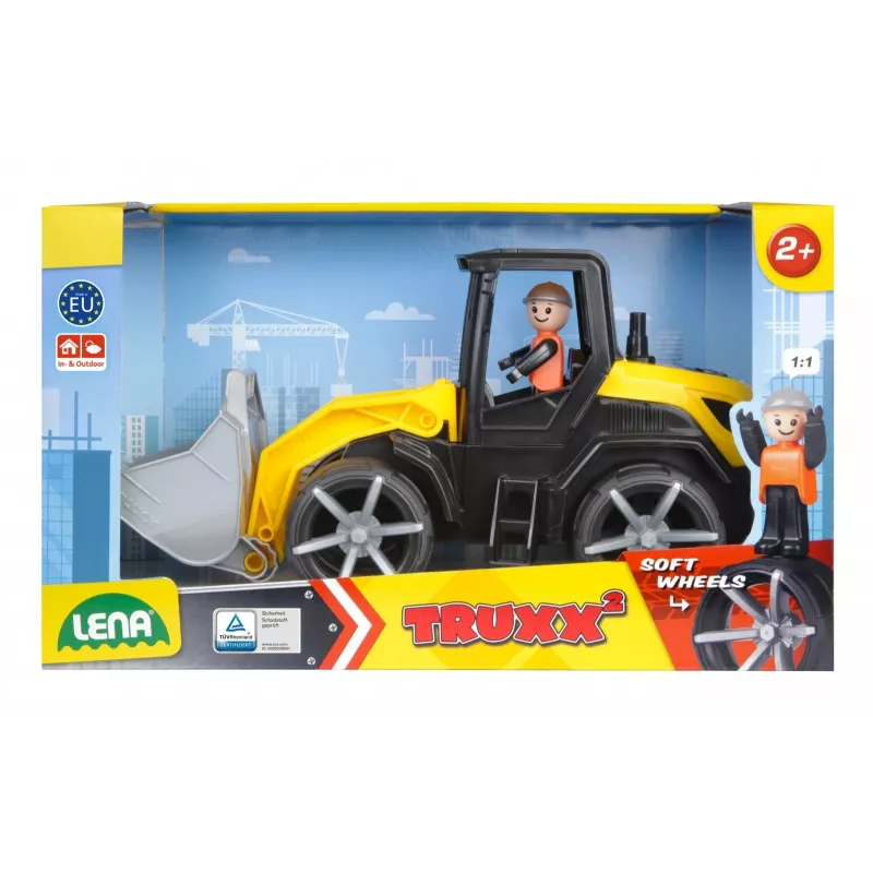 Toy Bulldozer Lena Truxx 2 open box 04512, plastic construction vehicle, push-play, compact size