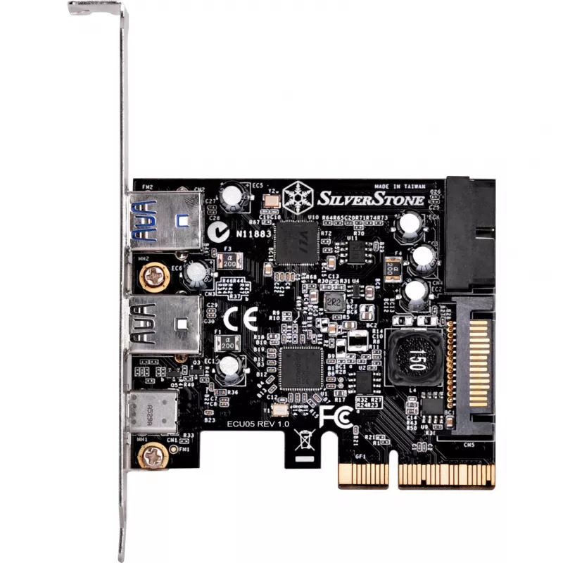 SilverStone ECU05 - USB-Adapter - PCIe 2,0 x2 Low Profile - USB 3,1 Type C x 1 + USB3.0 x 2 + USB3.0 (intern) x 2 (SST-ECU05)