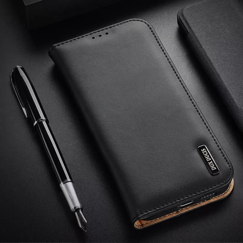 Dux Ducis Dux Ducis Hivo Ledertasche with Klappe Naturleder Brieftasche Case for Karten and Dokumente Samsung Galaxy S22+ (S22 Plus) Black