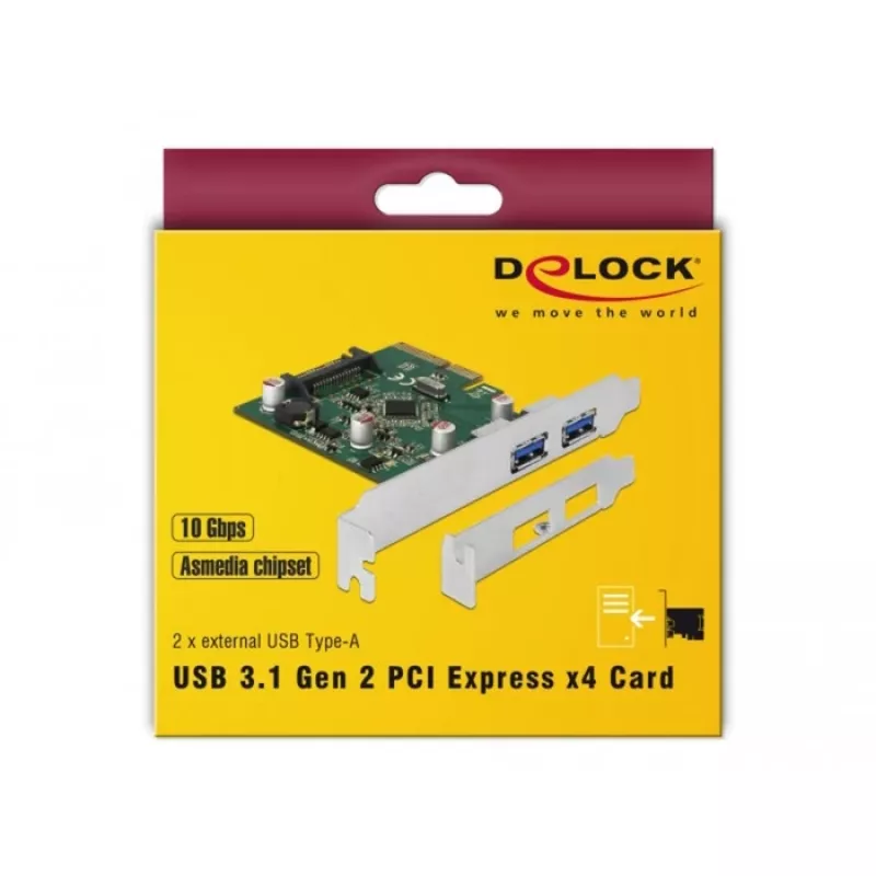 Delock PCI Express x4 Karte to 2 x external USB 3.1 Gen 2 Type-A Socket (90298)