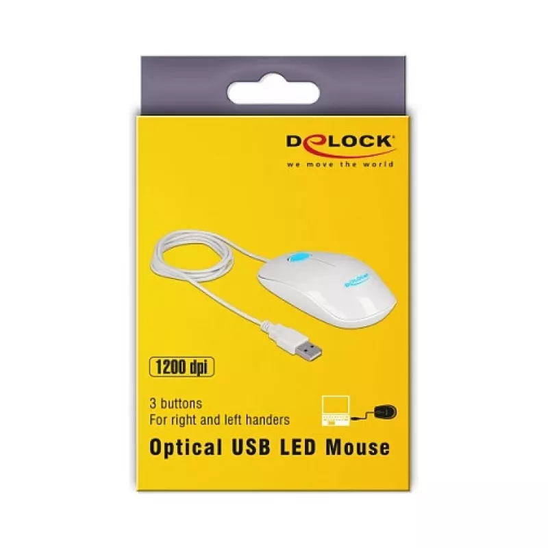Mouse DeLOCK 12537 USB Type-A Optical 1200 DPI